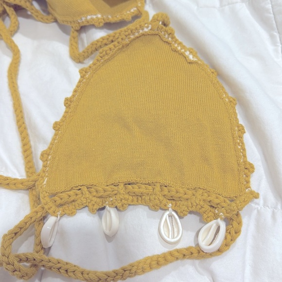 TULAROSA REMY Crochet Shell Embellished Swim Bikini Top sz M - Picture 3 of 6